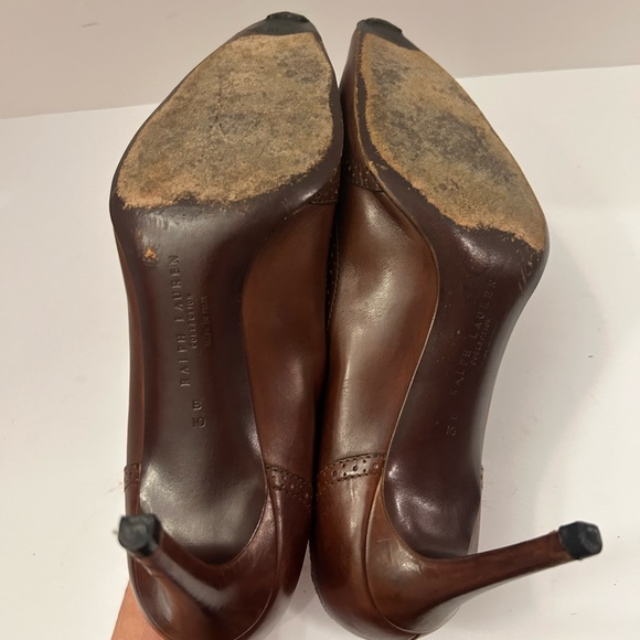 Ralph Lauren Collection Purple Label Brown Leather Heels/pumps Size 10B - Picture 7 of 8